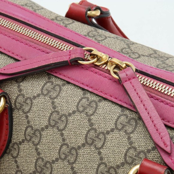 GUCCI GG Supreme handbag, Boston bag, shoulder leather, beige, pink, red, 409529 - Picture 4 of 9